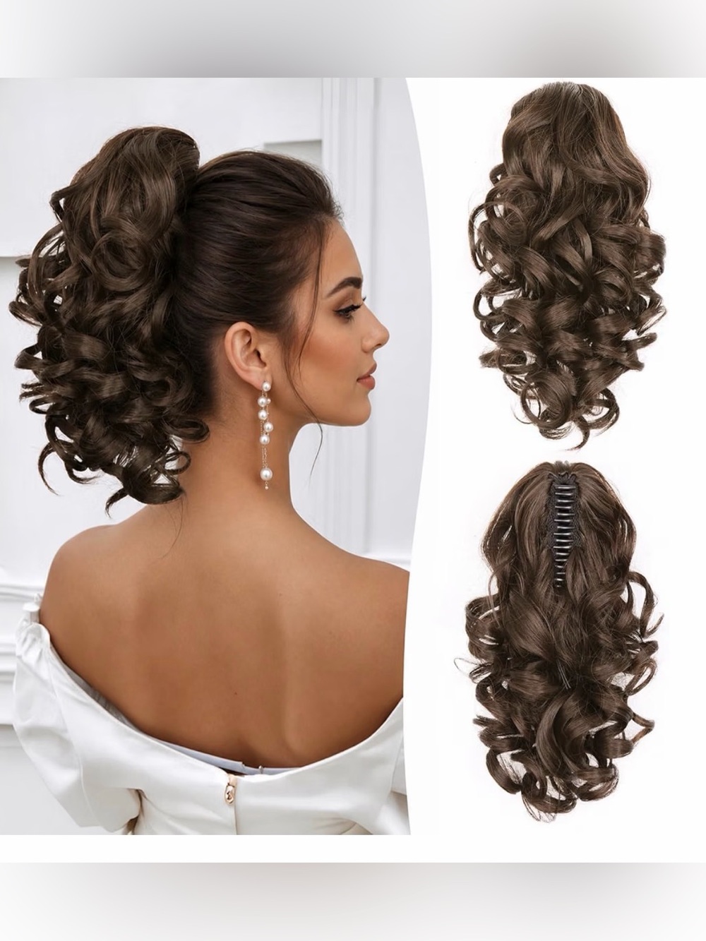 Clip on Ponytails for Women - 12 Inch  Ponytail Extension, Wavy Pony Tails